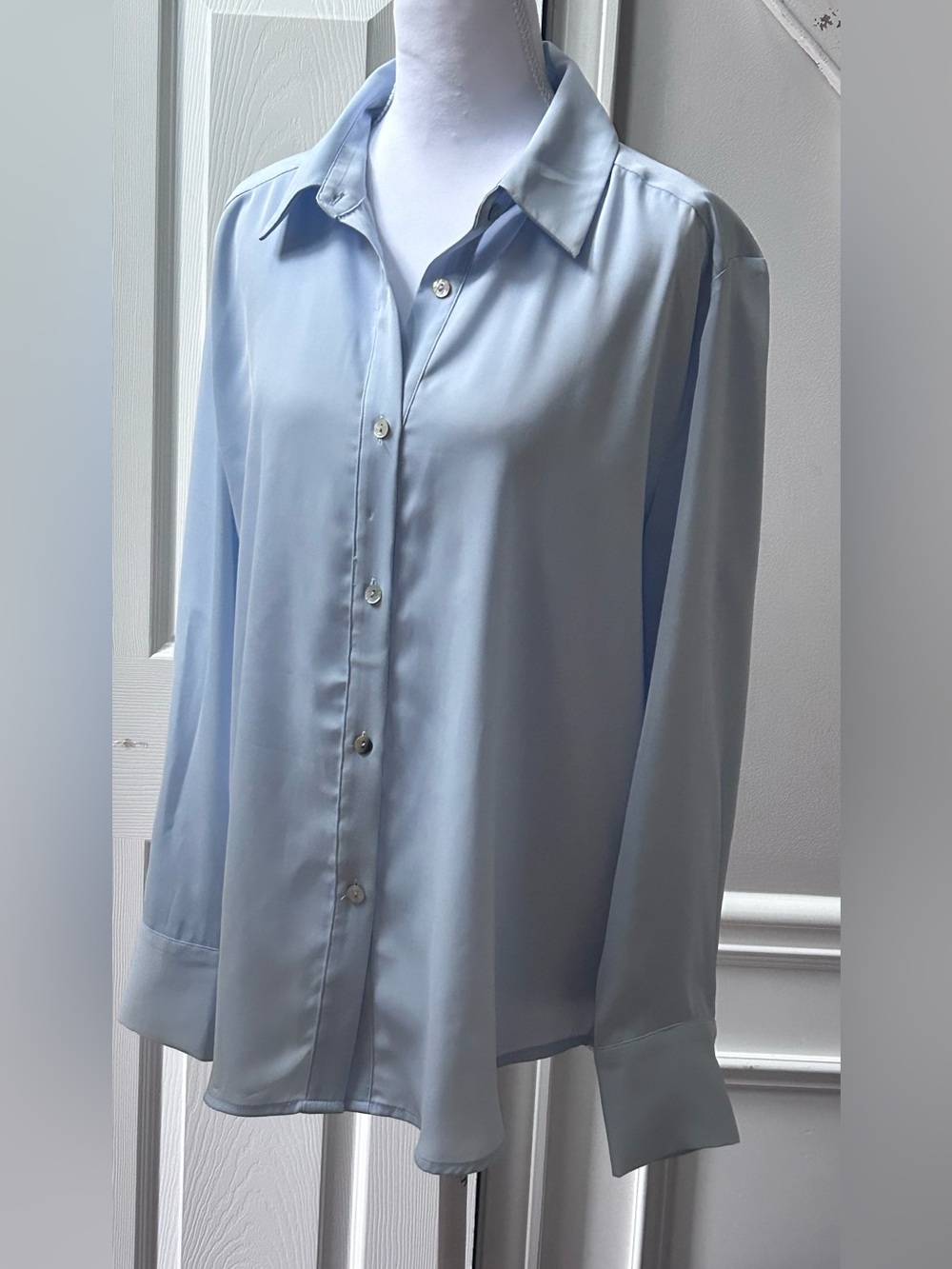 Rachel Zoe Pale Blue Satin Dress Shirt